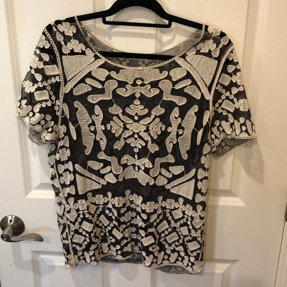 Mesh designed black/white top